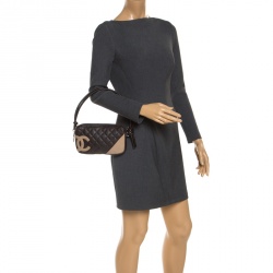 مملوكة مسبقًا Chanel Brown/Beige Quilted Leather Ligne Cambon Pochette