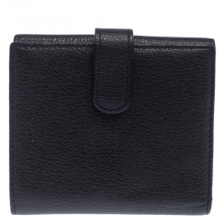 Chanel Black Leather Camellia Compact Wallet