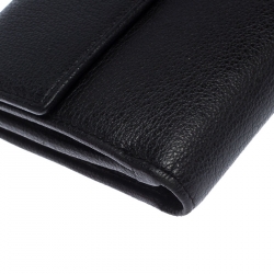 Chanel Black Leather Camellia Compact Wallet