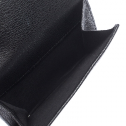 Chanel Black Leather Camellia Compact Wallet