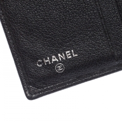 Chanel Black Leather Camellia Compact Wallet