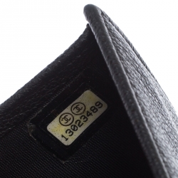 Chanel Black Leather Camellia Compact Wallet