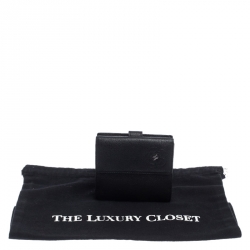 Chanel Black Leather Camellia Compact Wallet