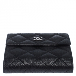 Chanel Black Quilted Leather CC Compact Wallet