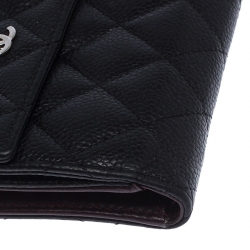 Chanel Black Quilted Leather CC Compact Wallet
