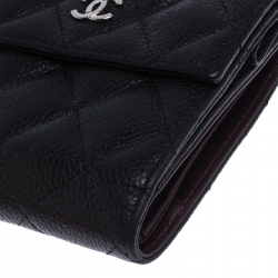 Chanel Black Quilted Leather CC Compact Wallet