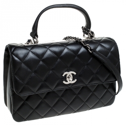 Pre Owned Chanel Black Leather Trendy CC Medium Top Handle Bag