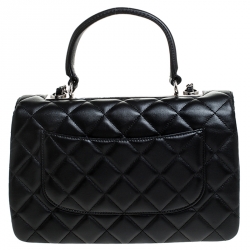 Pre Owned Chanel Black Leather Trendy CC Medium Top Handle Bag