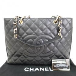 Pre Owned Chanel Black Caviar Grand Shopper Tote GST