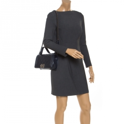 مملوكة مسبقًا Chanel Navy Blue Quilted Leather Medium Boy Flap Bag