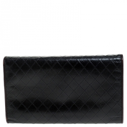 Pre Owned Chanel Black Quilted Leather Diamond Stitched Continental Flap Wallet