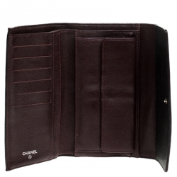 Pre Owned Chanel Black Quilted Leather Diamond Stitched Continental Flap Wallet