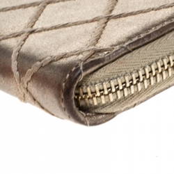 Chanel Gold Quilted Leather Zip Around Coin Purse
