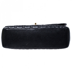 Pre Owned Chanel Black Quilted Caviar Leather Maxi Classic Single Flap Bag