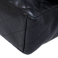 Pre Owned Chanel Black Quilted Caviar Leather Maxi Classic Single Flap Bag