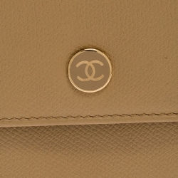 Chanel Beige Caviar Leather CC Logo Trifold Wallet