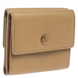 Chanel Beige Caviar Leather CC Logo Trifold Wallet