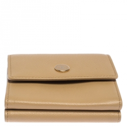 Chanel Beige Caviar Leather CC Logo Trifold Wallet