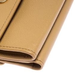 Chanel Beige Caviar Leather CC Logo Trifold Wallet