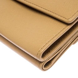 Chanel Beige Caviar Leather CC Logo Trifold Wallet