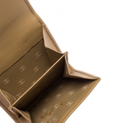 Chanel Beige Caviar Leather CC Logo Trifold Wallet