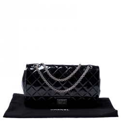 Chanel Black Quilted Patent Leather Reissue 2.55 Classic 227 Flap Bag