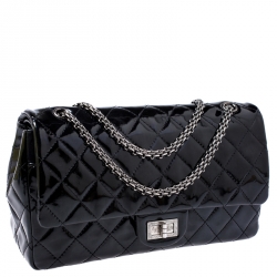 Chanel Black Quilted Patent Leather Reissue 2.55 Classic 227 Flap Bag