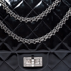 Chanel Black Quilted Patent Leather Reissue 2.55 Classic 227 Flap Bag