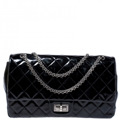 Chanel Black Quilted Patent Leather Reissue 2.55 Classic 227 Flap Bag