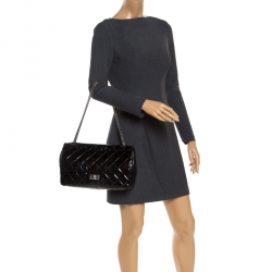 Chanel Black Quilted Patent Leather Reissue 2.55 Classic 227 Flap Bag