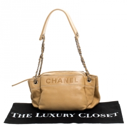 Chanel Beige Lambskin Leather Lax Accordion Shoulder Bag