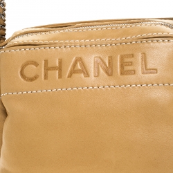 Chanel Beige Lambskin Leather Lax Accordion Shoulder Bag