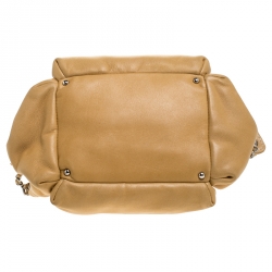 Chanel Beige Lambskin Leather Lax Accordion Shoulder Bag