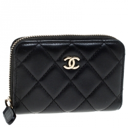 مملوكة مسبقًا محفظة شانيل CC جلد مبطن سوداء صغيرة