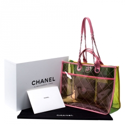 Pre Owned Chanel Multicolor Quilted PVC and Leather Medium Coco Splash Shopping Tote