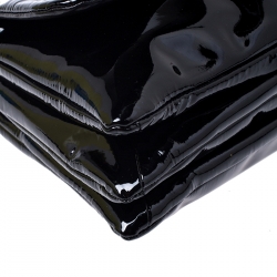 Pre Owned Chanel Black Patent Leather Camellia Flap Shoulder Bag