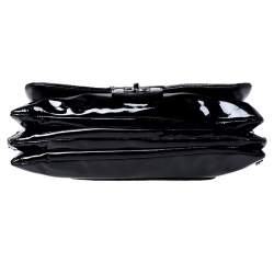 Pre Owned Chanel Black Patent Leather Camellia Flap Shoulder Bag