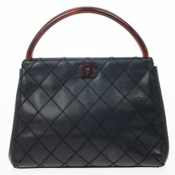 مملوكة مسبقًا Chanel Vintage Black Quilted Tortoise Handle Small Tote