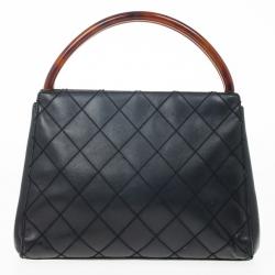 مملوكة مسبقًا Chanel Vintage Black Quilted Tortoise Handle Small Tote