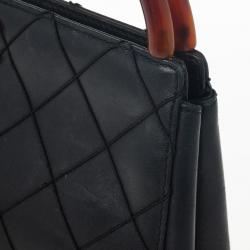 مملوكة مسبقًا Chanel Vintage Black Quilted Tortoise Handle Small Tote