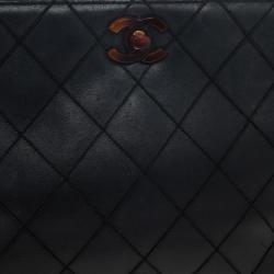مملوكة مسبقًا Chanel Vintage Black Quilted Tortoise Handle Small Tote