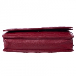 Pre Owned حقيبة كلتش شانيل WOC جلد أحمر مبطنه بسلسلة