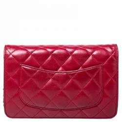 Pre Owned حقيبة كلتش شانيل WOC جلد أحمر مبطنه بسلسلة