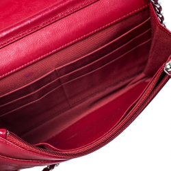 Pre Owned حقيبة كلتش شانيل WOC جلد أحمر مبطنه بسلسلة