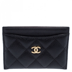 Chanel Black Quilted Caviar Leather Classic Card Holder