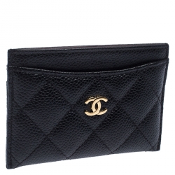Chanel Black Quilted Caviar Leather Classic Card Holder