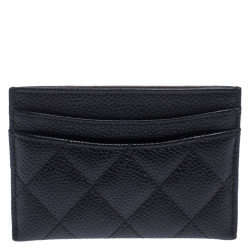 Chanel Black Quilted Caviar Leather Classic Card Holder