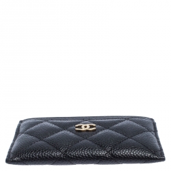 Chanel Black Quilted Caviar Leather Classic Card Holder