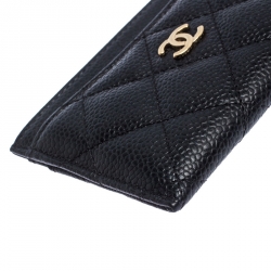 Chanel Black Quilted Caviar Leather Classic Card Holder