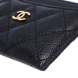 Chanel Black Quilted Caviar Leather Classic Card Holder